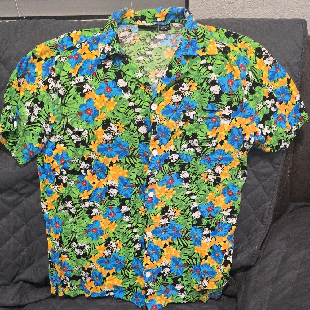 Disney Green and Blue Casual Button Down Shirt